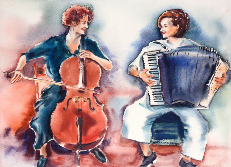 Klezmer. Author's aquarelle print