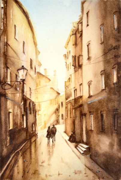 In Old Townr.  Author's aquarelle print