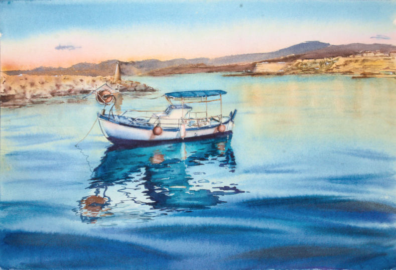 Saint George harbor.  Author's aquarelle print