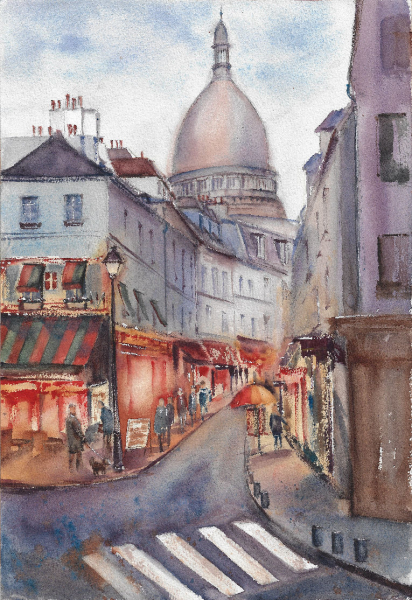 "Lilac Paris". Author's aquarelle print