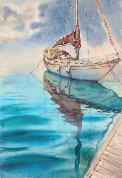 Blue ocean-2  Author's aquarelle print