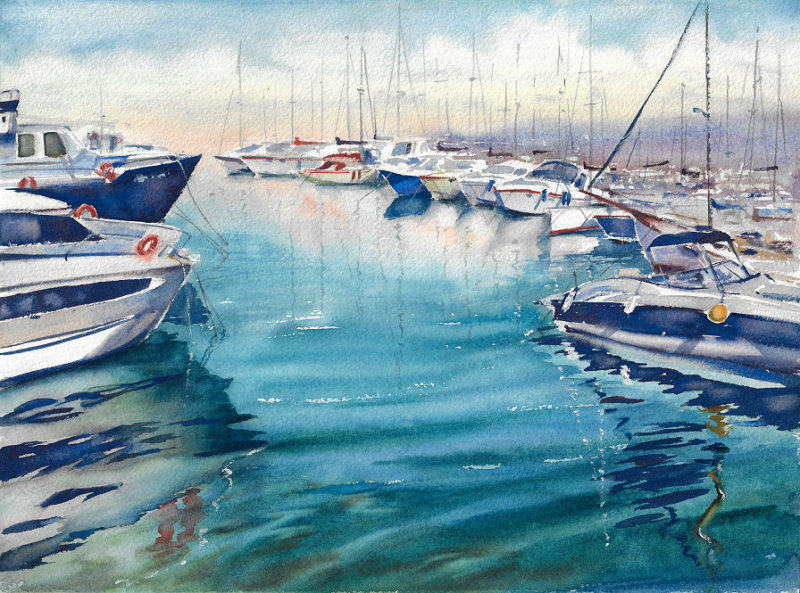 Lachi harbor. Author's aquarelle print