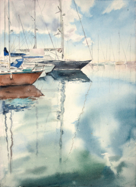 Lachi harbor. Author's aquarelle print