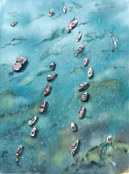 Insomnia, Homer, Tight Sails. Author's aquarelle print