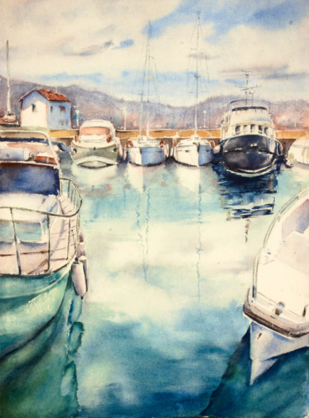 Lachi harbor. Author's aquarelle print