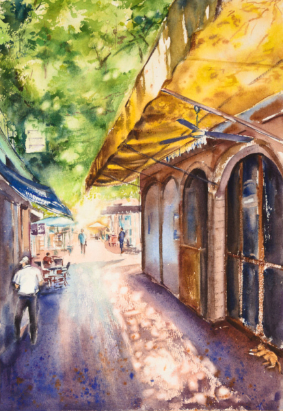 Nicosia's Heat. Author's aquarelle print