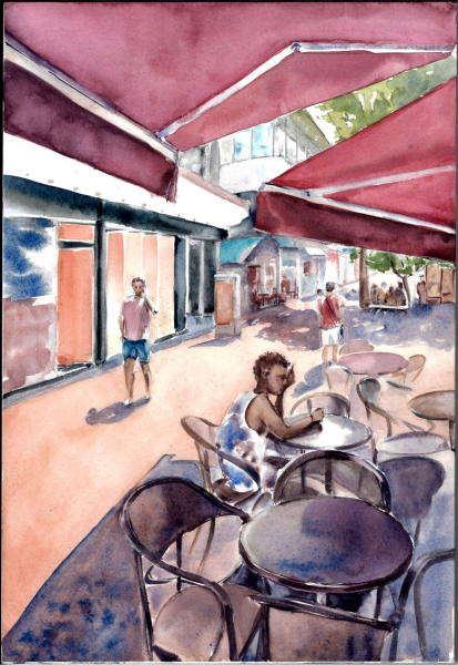 Nicosia's Heat. Author's aquarelle print