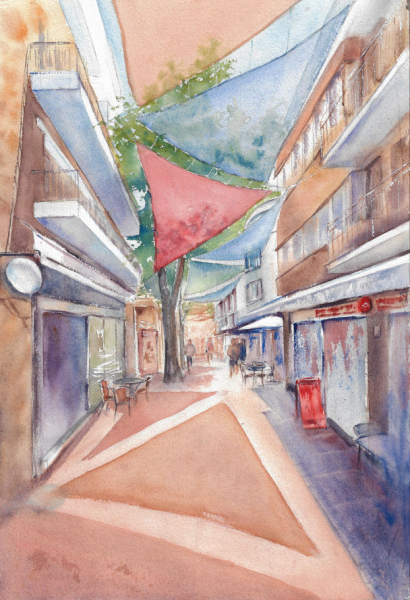Nicosia's Heat. Author's aquarelle print