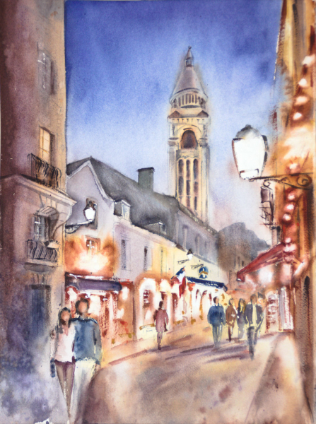 Blue Paris. Author's aquarelle print